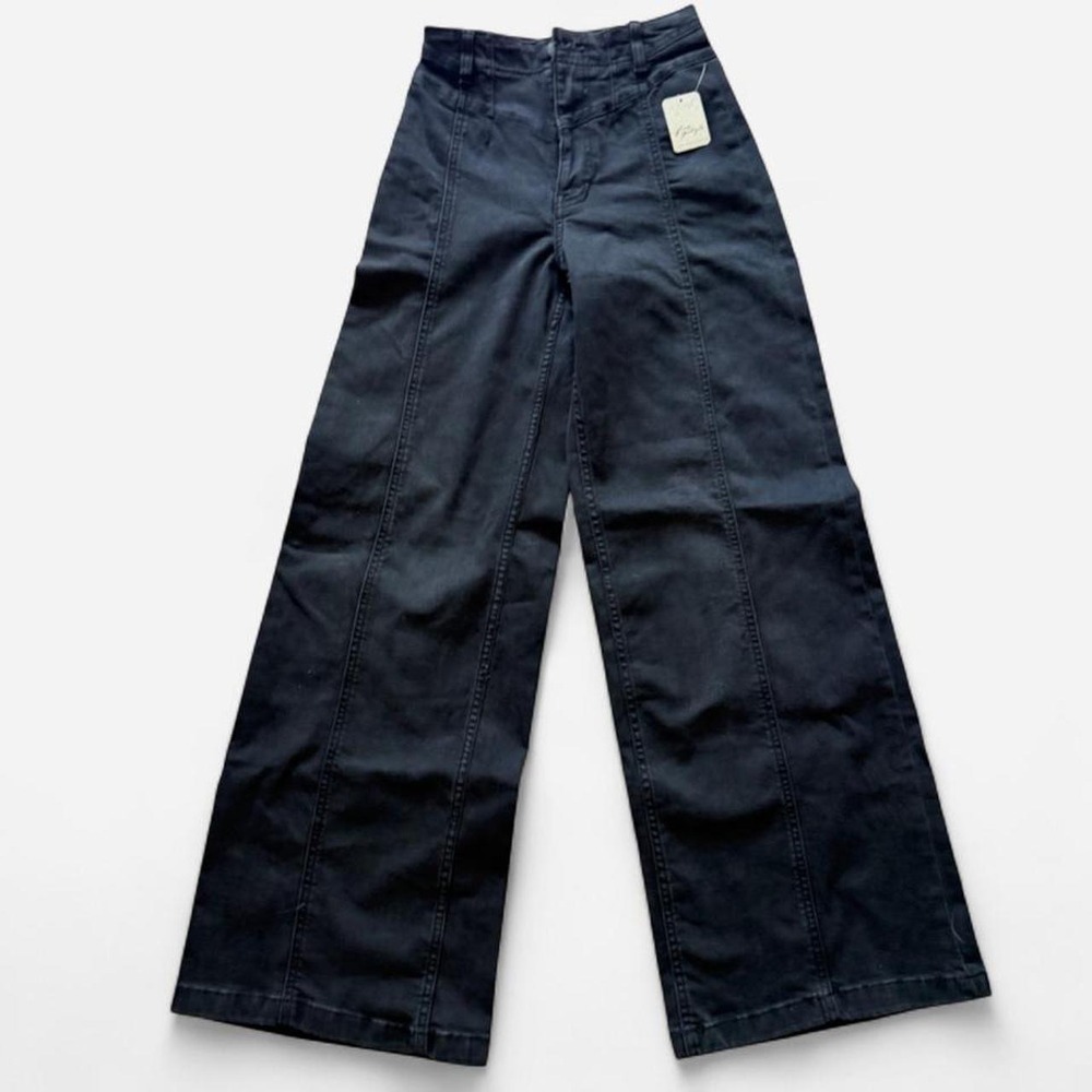 Free People We The Free Bex Wide Leg Jeans Black NWT Size 25 High Rise Wide Leg - Picture 1 of 4